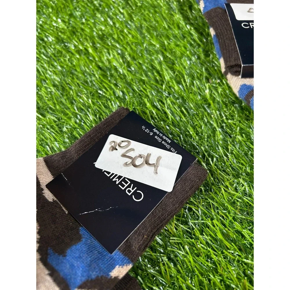 Cremieux Italian Cotton Yarn Dress Socks Camo Print Blue Brown‎ Mens Size 6-12.5
